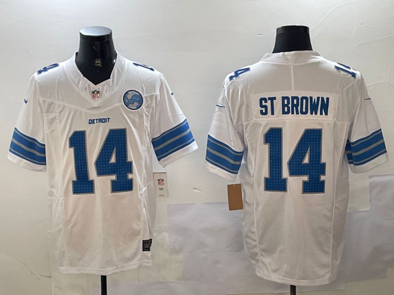 Men Detroit Lions #14 St Brown White three generations 2024 Nike Limited NFL Jersey style 2